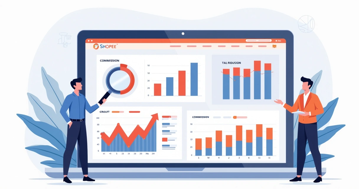 Painel digital mostrando comissões de afiliados e desempenho de vendas 