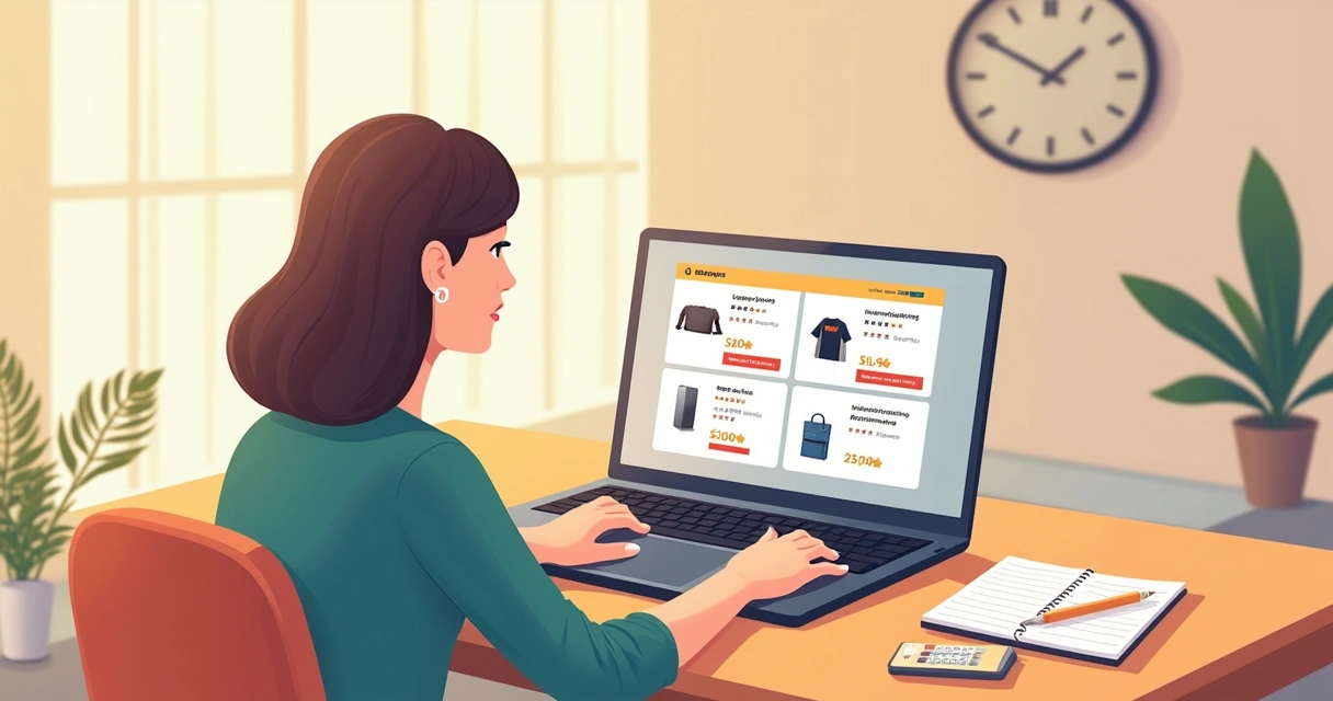 Pessoa usando notebook para comparar preços na Shopee 