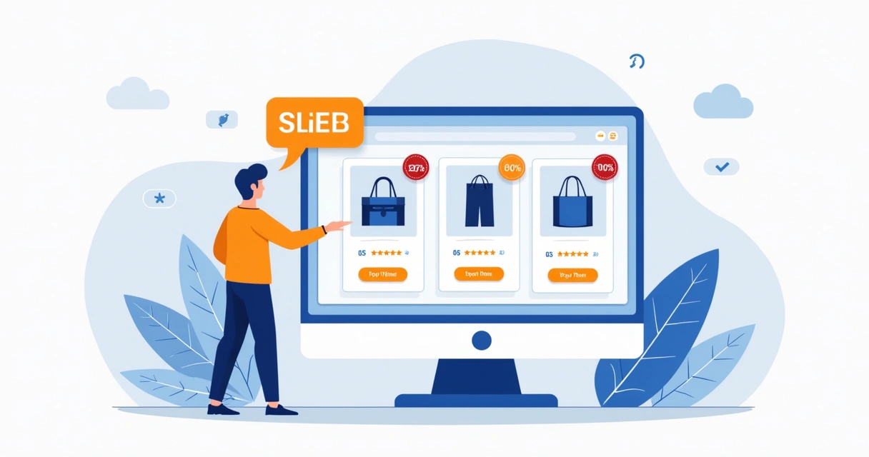 Tela de marketplace exibindo seleção de produtos com etiqueta de oferta e avaliações em estrelas. 