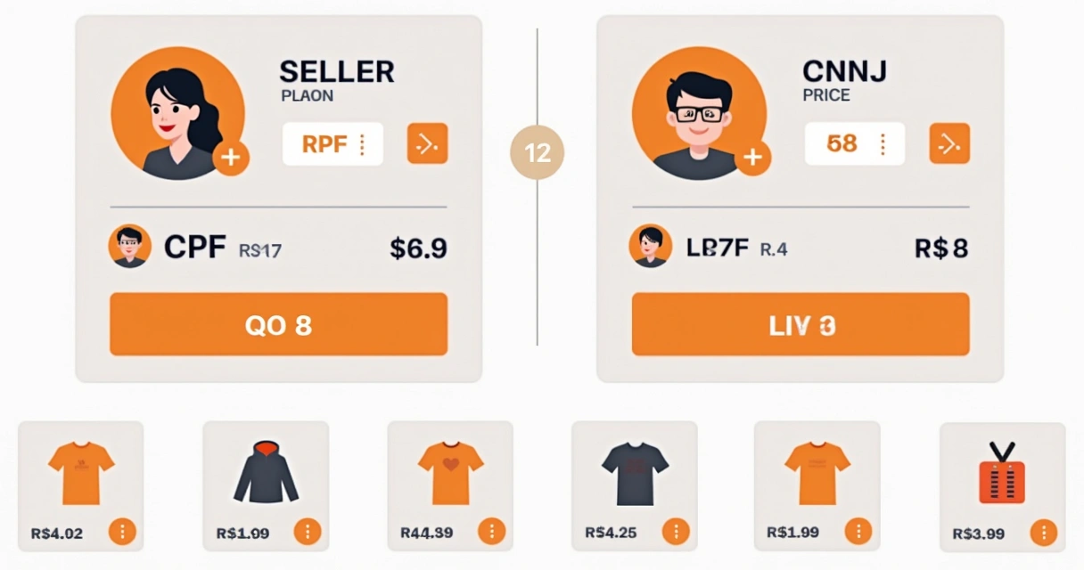 Gráfico mostrando diferenças de comissões entre CPF e CNPJ na Shopee 