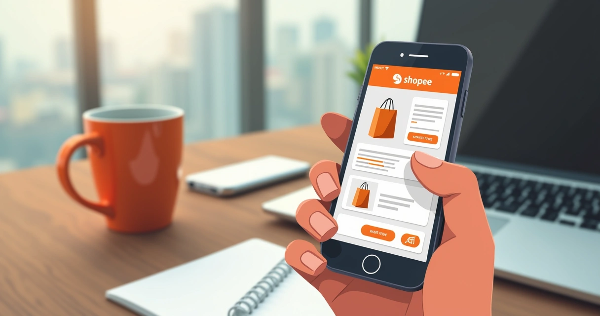 Celular mostrando anúncio em destaque na tela inicial da Shopee 